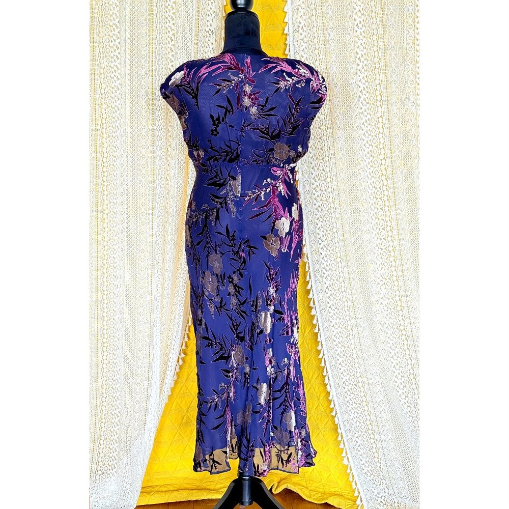 VTG 90s Whimsigoth Fairy Grunge Purple Velvet Burnout Floral Maxi Dress | 14 - Picture 8 of 15